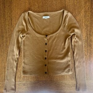 Madewell Camel Ribbed Knit Sweater